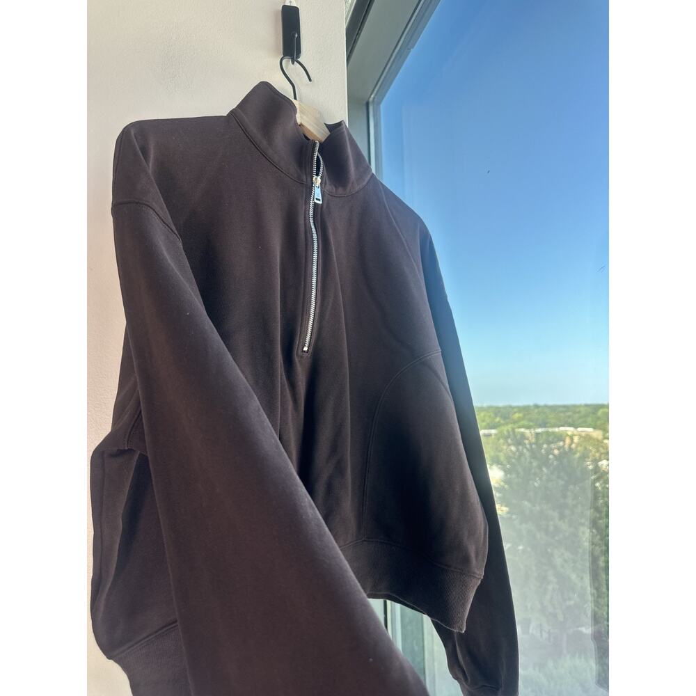 Lilysilk Heirloom '89 Half-zip Espresso Cotton Mulberry Silk Blend Pullover Sz L - Picture 10 of 12